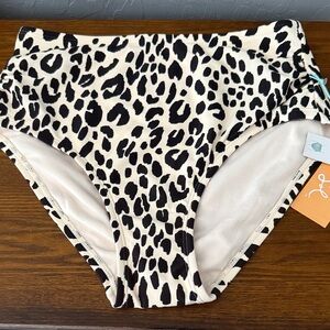 Kona Sol Black and White Animal Print Bikini Bottoms
